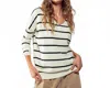 Urban Daizy The Soft Sloane Stripe Tunic Sweater In White/black In White