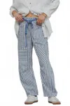 Urban Daizy The Striped Pocket Pant In Blue In Blue