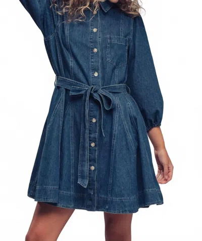 Urban Daizy Western Belted Fit-and-flare Mini Dress In Denim In Blue