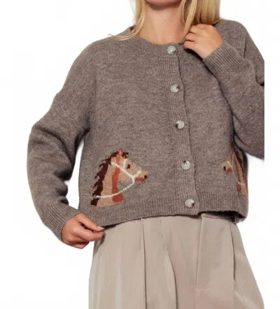 Urban Daizy Western Horse Graphic Cardigan In Grey In Gray