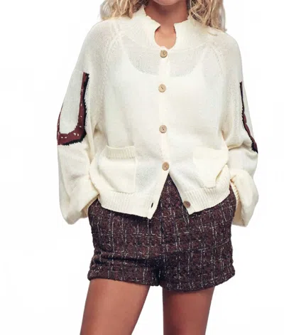 Urban Daizy Western Horse Intarsia Cardigan Top In Ivory Multi In White