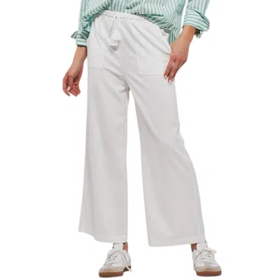 Urban Daizy Wide Leg Linen Tassel Drawstring Pants In White