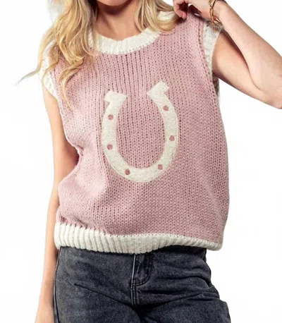 Urban Daizy Wild West Horseshoe Sweater Vest In Pink