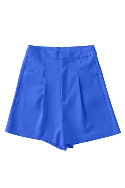 Urban Daizy Women's Britt High Waist Hidden Closure Pleated Short In Royal Blue