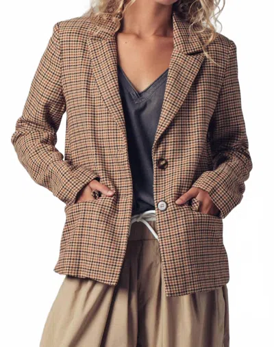Urban Daizy Women's Houndstooth Blazer In Brown