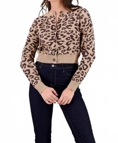Urban Daizy Women's Leopard Knit Cardigan In Khaki/brown In Multi