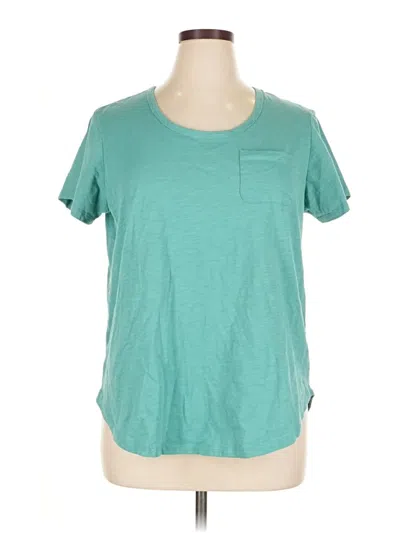 Pre-owned Urban Diction Short Sleeve Top Teal Scoop Neck Tops In Blue