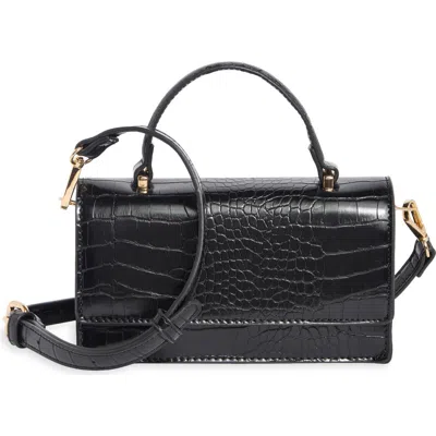 Urban Expressions Croc Embossed Faux Leather Crossbody Bag In Black