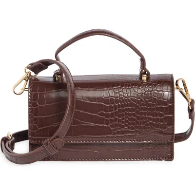 Urban Expressions Croc Embossed Faux Leather Crossbody Bag In French Roast