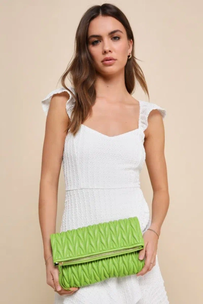 Urban Expressions Demeter Lime Green Vegan Leather Quilted Clutch