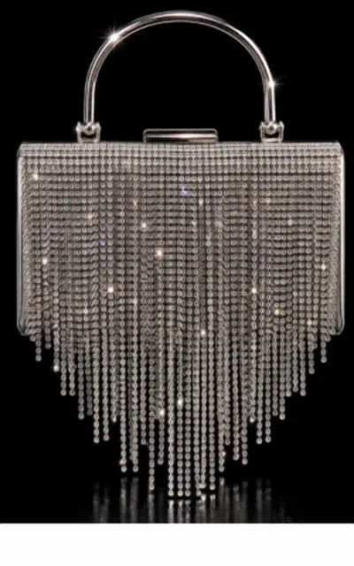 Urban Expressions Dripping Rhinestone Evening Bag In Silver