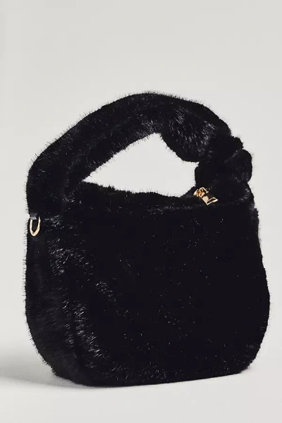 Urban Expressions Faux-fur Mini Knotted Bag In Black