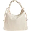 Urban Expressions Handbags Faux Leather Scrunch Handle Hobo Bag In Oatmilk