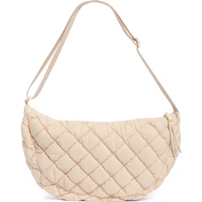 Urban Expressions Handbags Half Moon Quilted Shoulder Bag In White