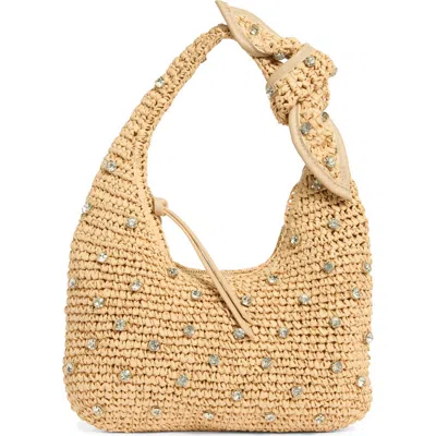 Urban Expressions Handbags Jessa Crystal Embellished Raffia Shoulder Bag In Brown