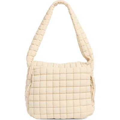 Urban Expressions Handbags Oversize Square Quilt Nylon Hobo Bag In White