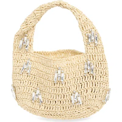 Urban Expressions Handbags Rhinestone Straw Shoulder Bag In Brown