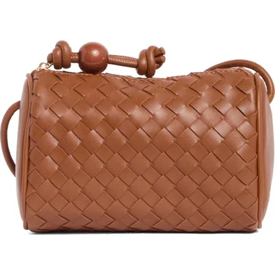 Urban Expressions Handbags Woven Faux Leather Crossbody Bag In Brown