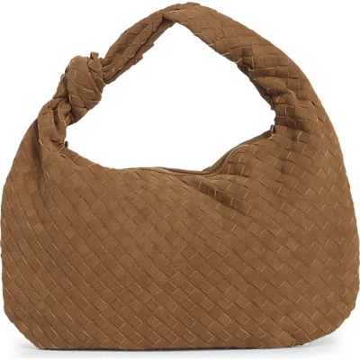 Urban Expressions Handbags Woven Faux Suede Hobo Shoulder Bag In Brown