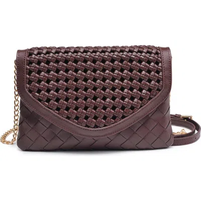 Urban Expressions Handbags Woven Flap Crossbody Bag In Espresso