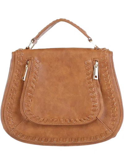 Urban Expressions Khloe Womens Vegan Leather Whip Stitch Shoulder Handbag In Brown