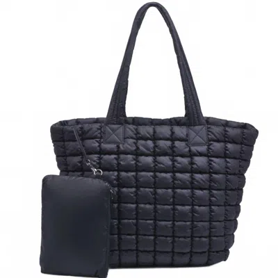 Urban Expressions Quilted Puffer Nylon Tote Bag In Black