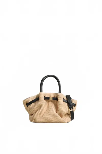 Urban Expressions Selena Straw Mini Tote In Black In Neutral