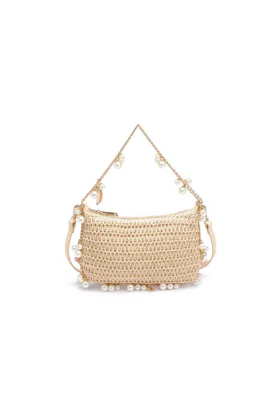 Urban Expressions Steph Seashell Straw Bag In Ivory In Multi