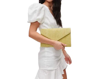 Urban Expressions Trista Straw Clutch Woven Chain Crossbody In Sage In Multi