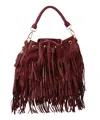 Urban Expressions Women's Arizona Fringe Crossbody Bag In Berry In Burgundy