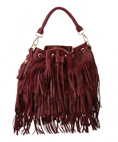 Urban Expressions Women's Arizona Fringe Crossbody Bag In Berry In Burgundy