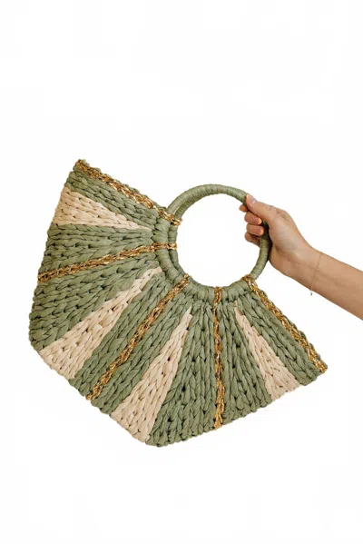 Urban Expressions Women's Aurora Woven Tote Bag In Olive/natural In Multi