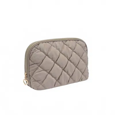 Urban Expressions Women's Cloud Kiss Quilted Puffer Nylon Cosmetic Dome Pouch In Desert Sage In Brown