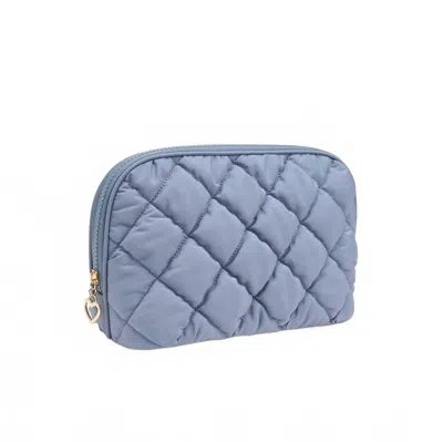Urban Expressions Women's Cloud Kiss Quilted Puffer Nylon Cosmetic Dome Pouch In Dusty Blue