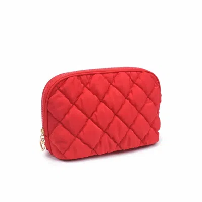 Urban Expressions Women's Cloud Kiss Quilted Puffer Nylon Cosmetic Dome Pouch In Red