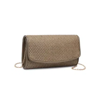 Urban Expressions Women's Imogen Woven Clutch Gold Chain Crossbody In Sage In Multi