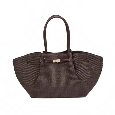 Urban Expressions Women's Kaia Straw Tote Bag In Chocolate In Gold