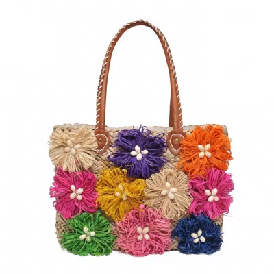 Urban Expressions Women's Queenie Floral Straw Tote Bag In Natural In White