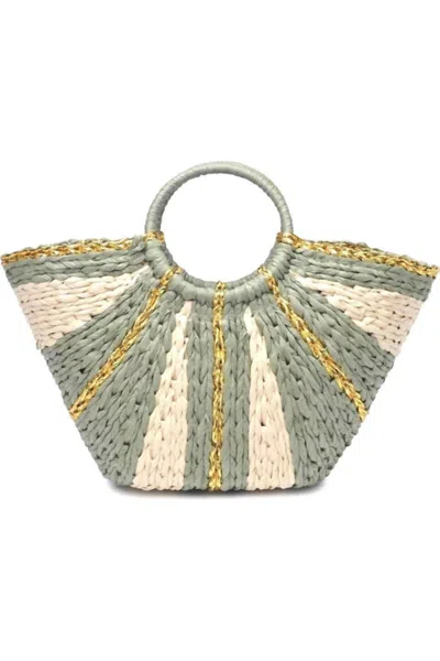 Urban Expressions Women's Straw Beach Tote Bag In Sage In Multi