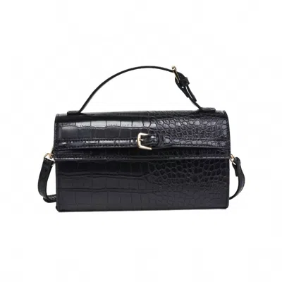 Urban Expressions Women's Thea Vegan Leather Croc Print Crossbody Top Handle Bag In Black