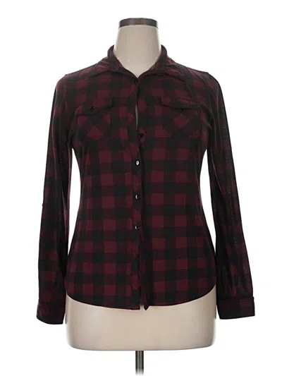 Pre-owned Urban Girl Long Sleeve Button Down Shirt In Burgundy