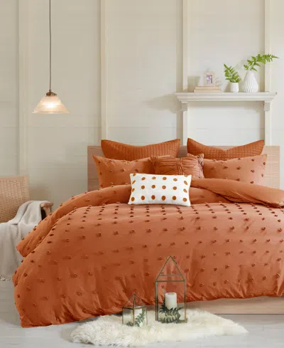 Urban Habitat Brooklyn Jacquard Cotton 7-pc. Duvet Cover Set, King/california King In Rust