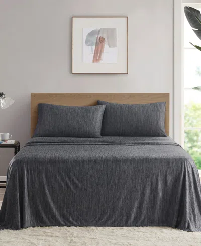 Urban Habitat Comfort Cool Jersey Knit Nylon Blend 4-piece Sheet Set, Queen In Black