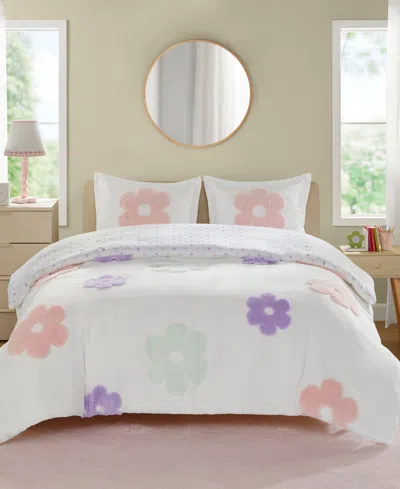 Urban Habitat Gracie Floral Reversible 3-pc. Duvet Cover Set, Full/queen In White,purple