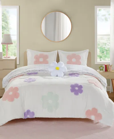 Urban Habitat Gracie Floral Reversible 4-pc. Comforter Set, Full/queen In White,purple