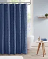 Urban Habitat Brooklyn Pom Pom Shower Curtain, 70" X 72" Bedding In Navy
