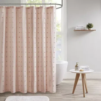 Urban Habitat Maize Cotton Yarn Dyed Jacquard Shower Curtain In Pink