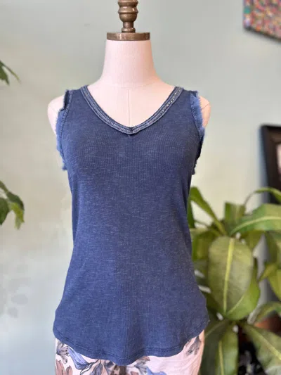 Urban Mangoz Women's Sequin V-neck Tank Top In Navy