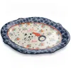 Urban Market Life On The Farm 18.5 Inch Oval Ceramic Serving Platter In Floral Farm Pattern In Blue