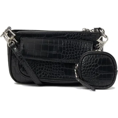 Urban Originals A Little Crazy Croc Shoulder Bag In Black